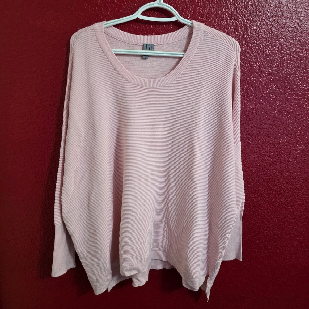Blank London Oversized Ribbed Knit Sweater Pink One Size Heavy Viscose Blend